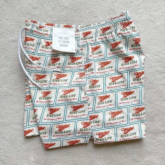 NWT authentic ABERCROMBIE & FITCH ‘Miller High Life’ SWIM SHORTS Size M - Picture 2 of 10
